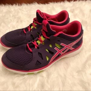 ✨EUC✨ ASICS Training shoes purple, pink, green